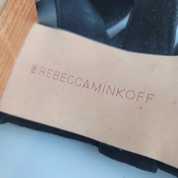 Rebecca Minkoff Women's Black Suede Strap Sandals Block Heel Size 9 M - Picture 3 of 10